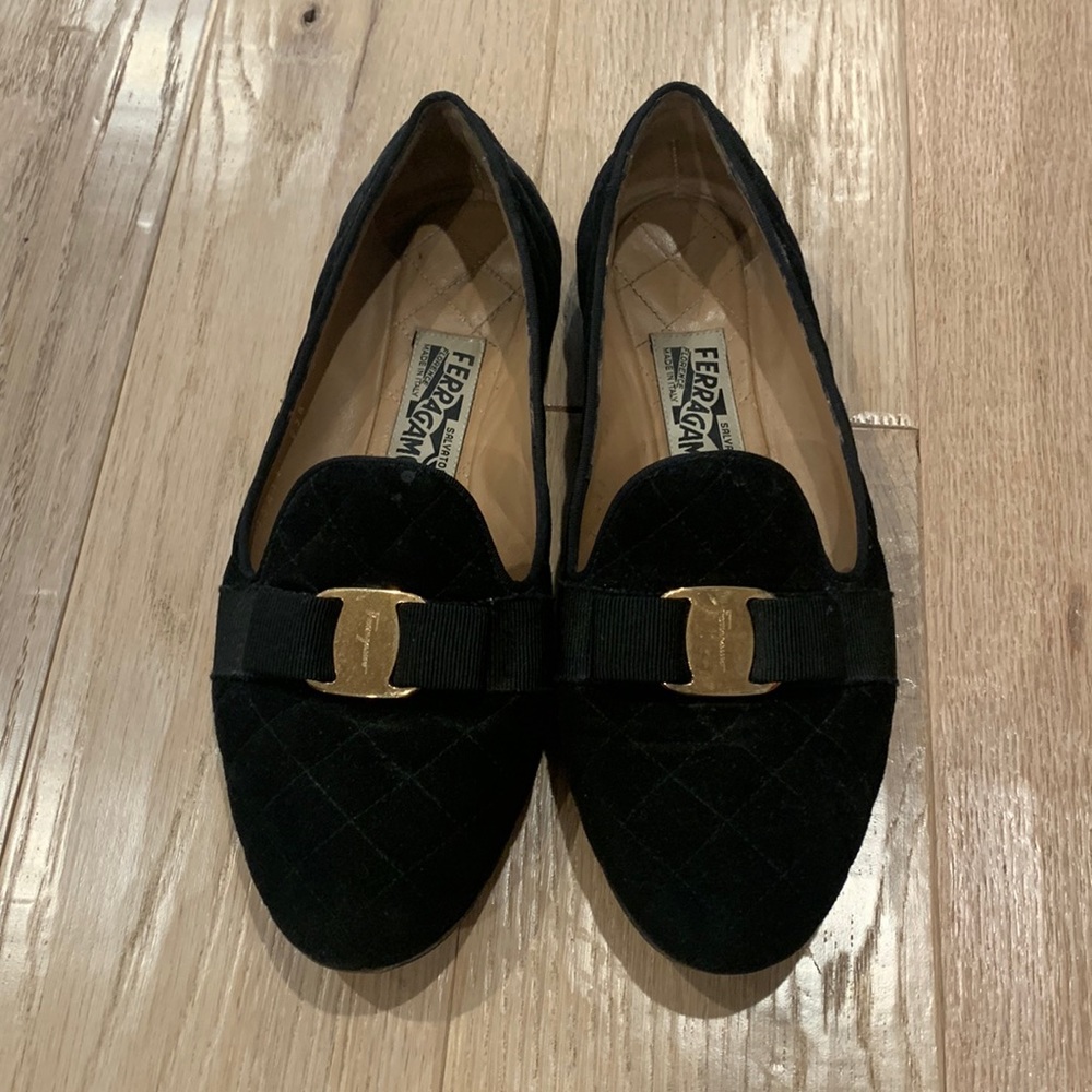 Ferragamo quilted smoking slippers size 8